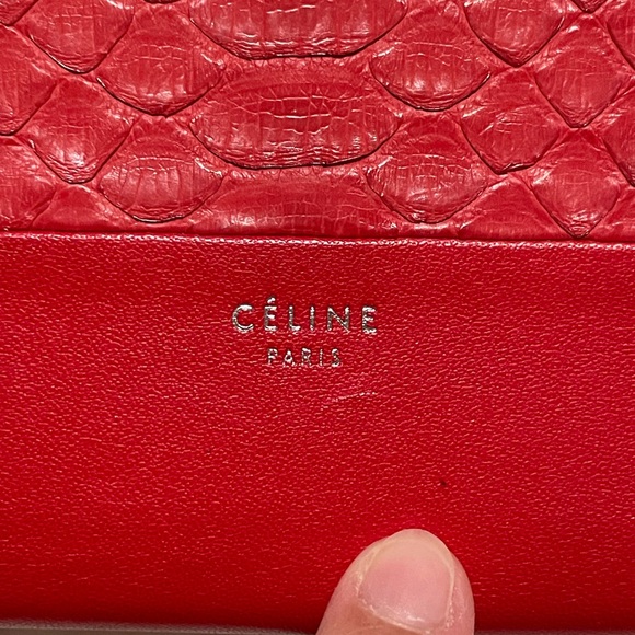 Celine Red Python Lambskin Large Zip Around Multifunctional wallet with COA - Picture 11 of 15